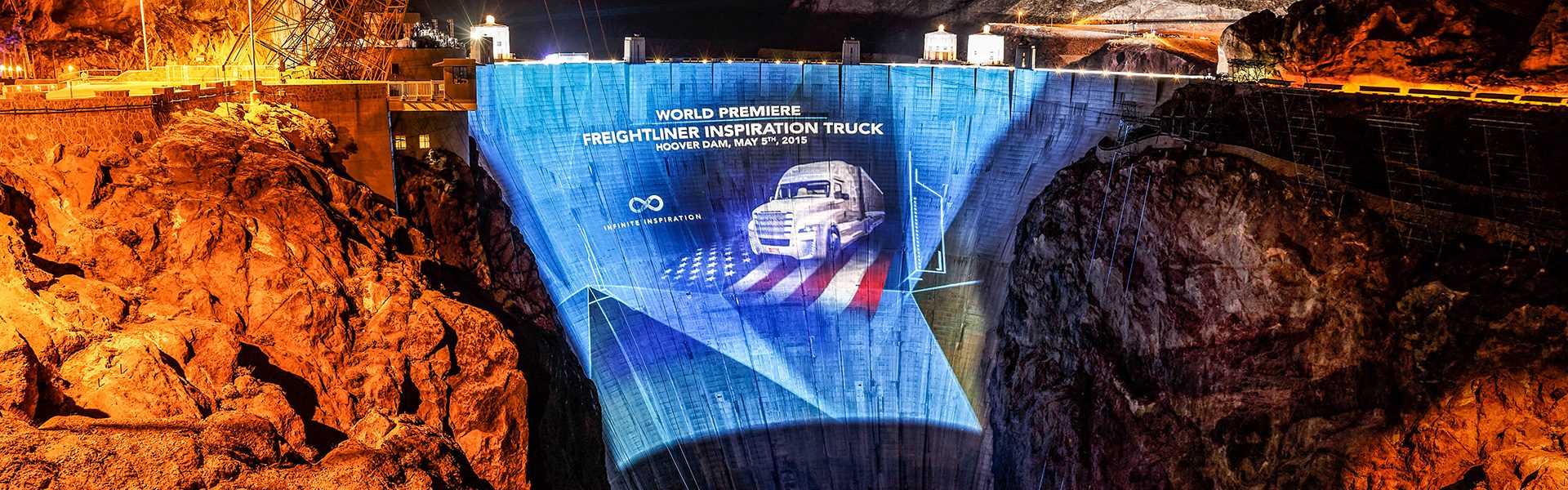 The spectacular world premiere of the Freightliner Inspiration Truck at Hoover Dam